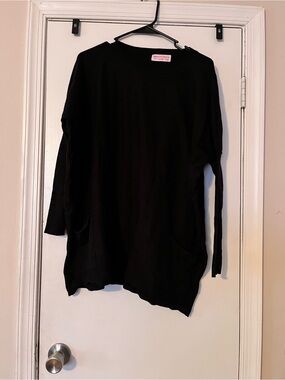 Discount Divas Boutique Black Open Front Cardigan Tunic Pocket XL